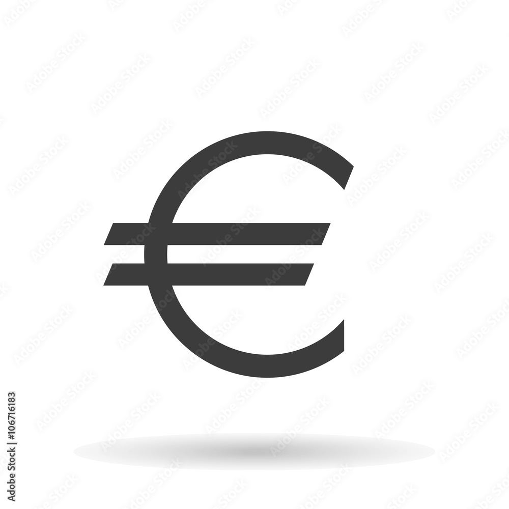 Euro icon the exact sizes with shadow on a white background, stylish vector illustration Euro icon the exact sizes with shadow on a white background, stylish vector illustration