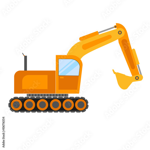 Illustration of excavator on white background.