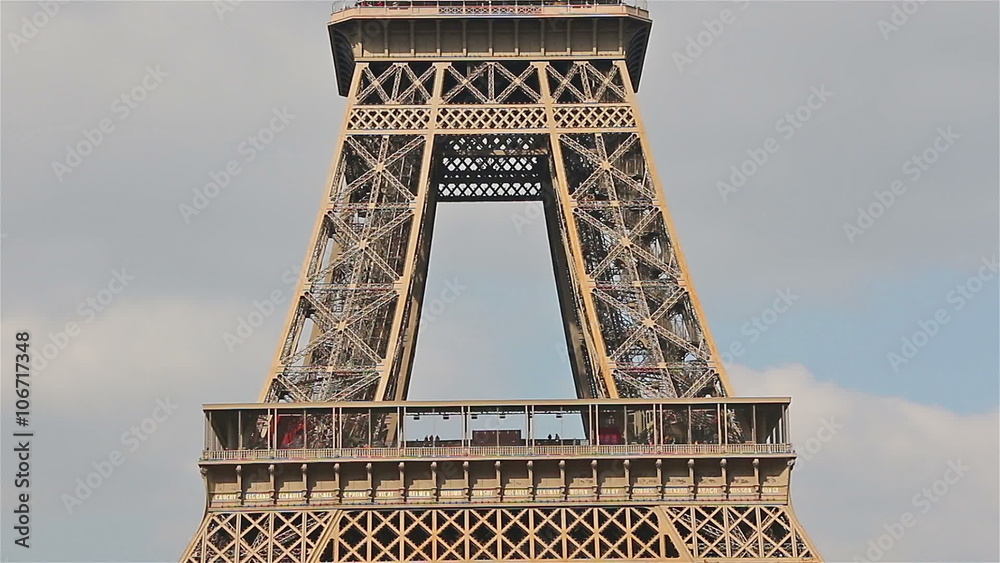 Eiffel Tower, Paris, France, Europe. Zoom.