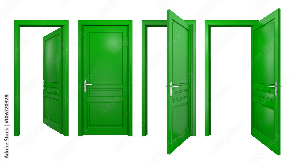 Fototapeta premium Collection of isolated green doors