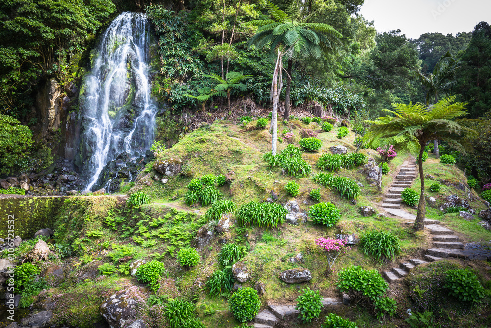 Famous cascade at Sao Miguel Island,Azores,Portugal