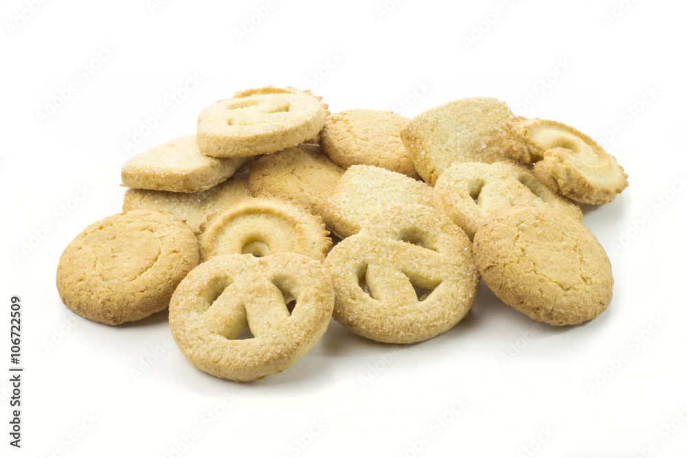 Butter cookies isolated on a white background Butter cookies isolated on a white background