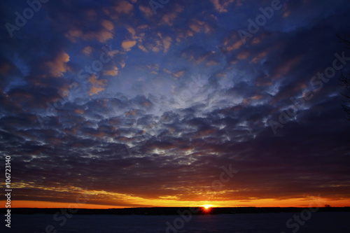 The sky at sunset spring day