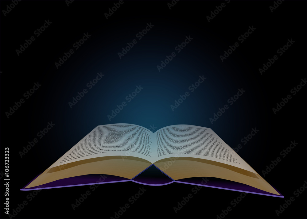 leuchtendes Buch vor schwarzem Hintergrund