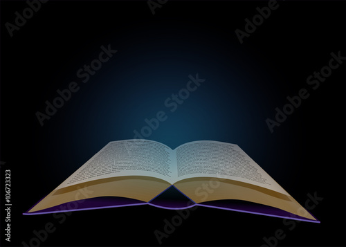 leuchtendes Buch vor schwarzem Hintergrund