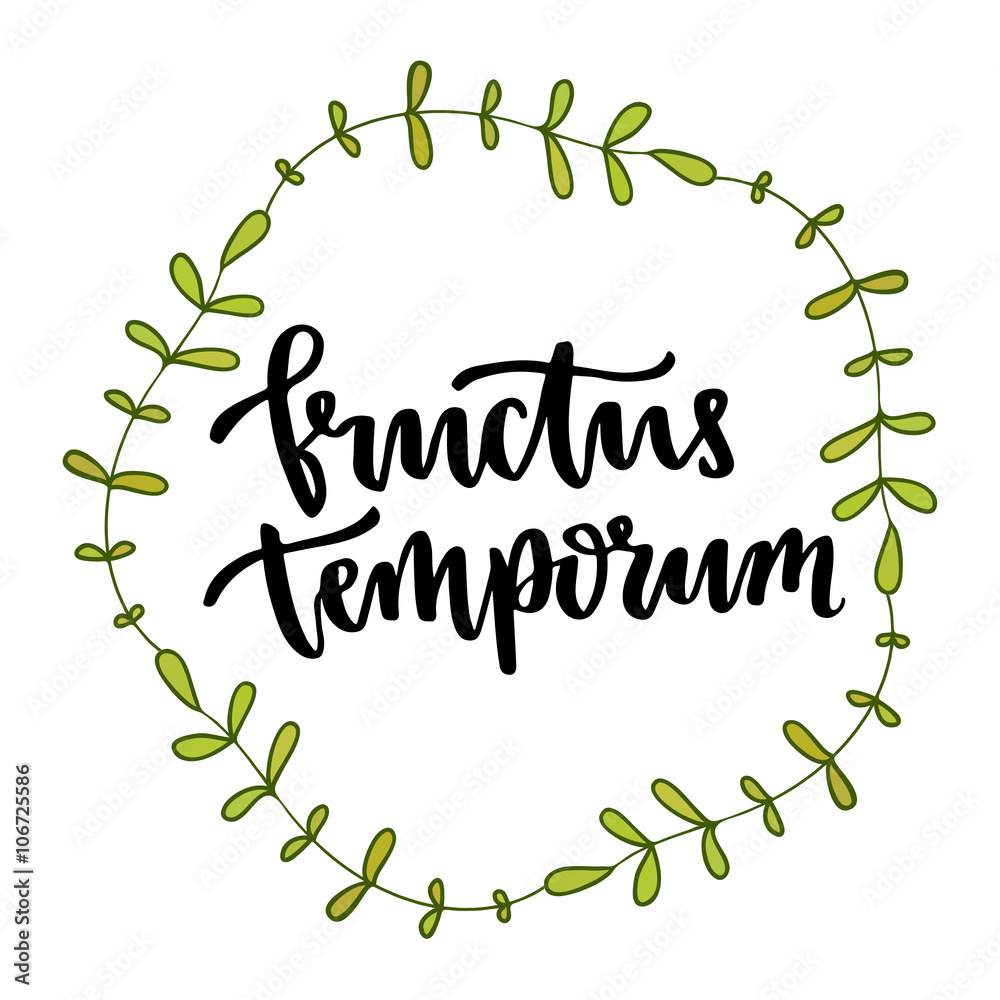 Latin phrase Fructus temporum - Fruit of time. Vector hand lettering for  t-shirt print or tattoo design Stock Vector | Adobe Stock