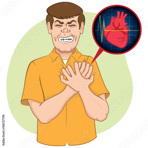 Illustration is first aid person suffering a heart attack, CPR