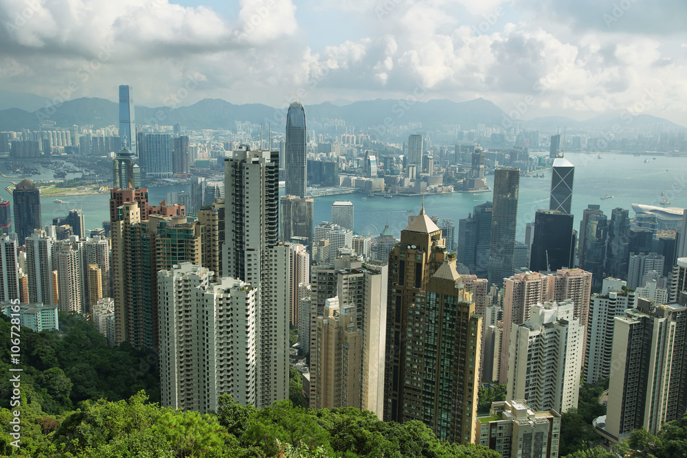Obraz premium View of Skyscrapers in Hong Kong island