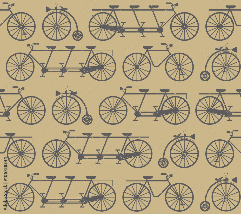 Fototapeta premium Stylish seamless Pattern with retro bicycles
