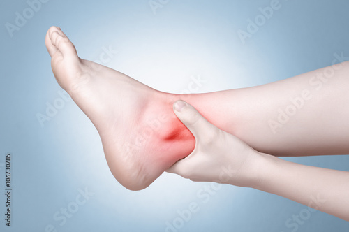 Female foot with ankle pain photo