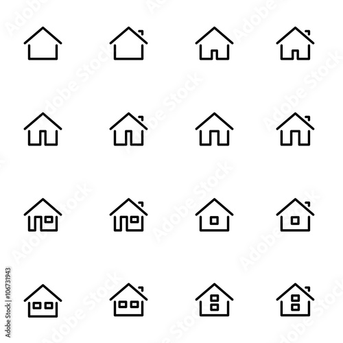 Set 1 of line icons representing house Vector Illustration