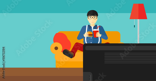 Man eating hamburger. 