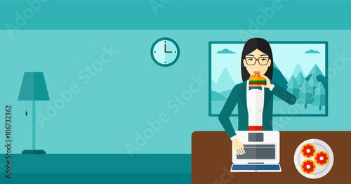 Woman eating hamburger. 