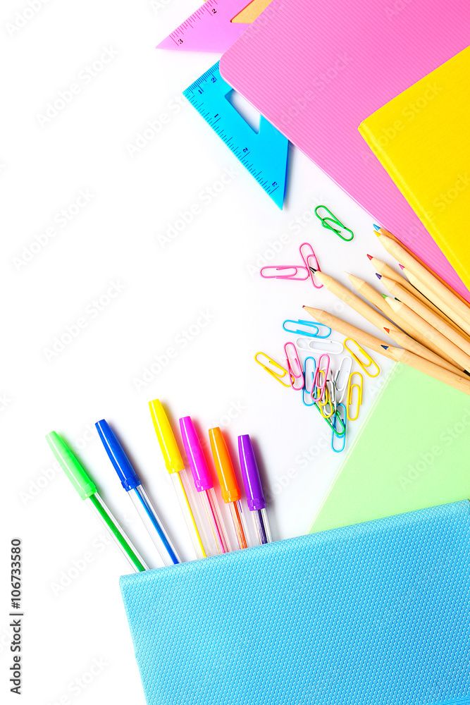 Fototapeta premium Set of stationery isolated on white