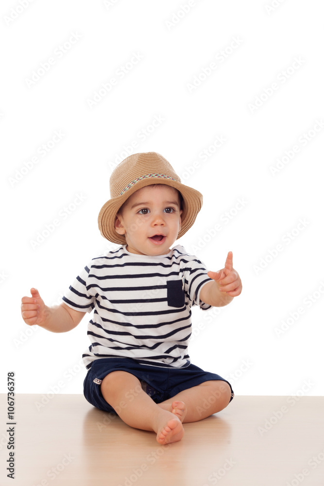 Nine month old baby with sailor look Nine month old baby with sailor look