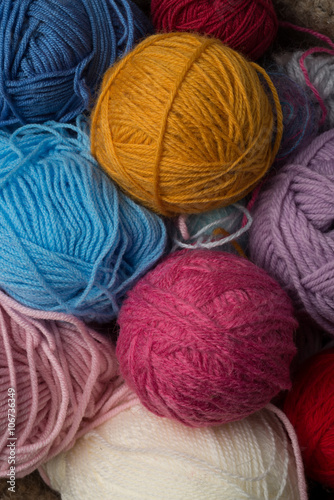 Closeup of Balls of Color Wool
