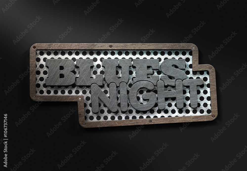 Blues Night - Typo - Holzrahmen Blues Night - Typo - Holzrahmen