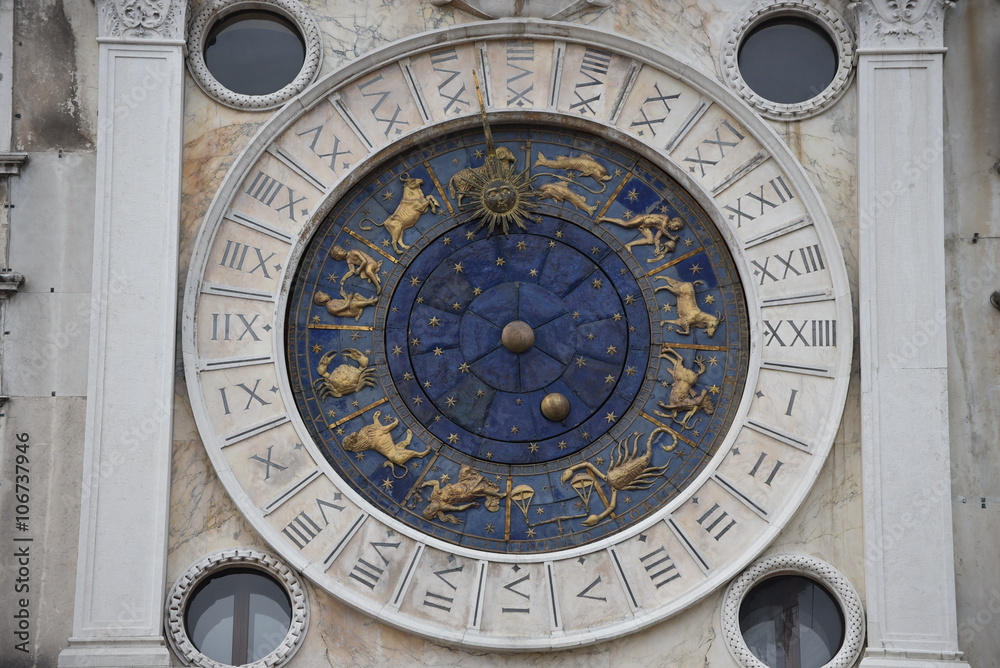 Fototapeta premium Widok szczegółów zegara astronomicznego, Wenecja, Włochy