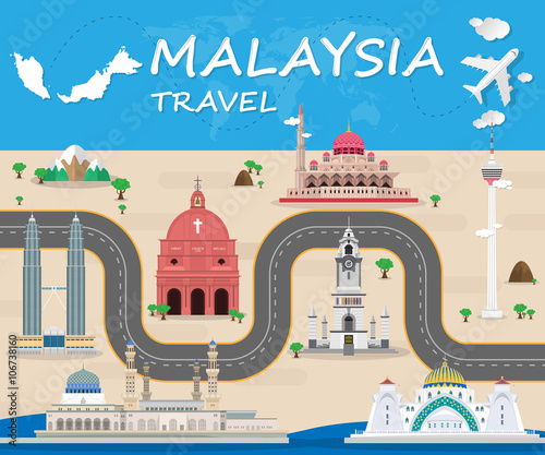 Malaysia Landmark Global Travel And Journey Infographic Vector D