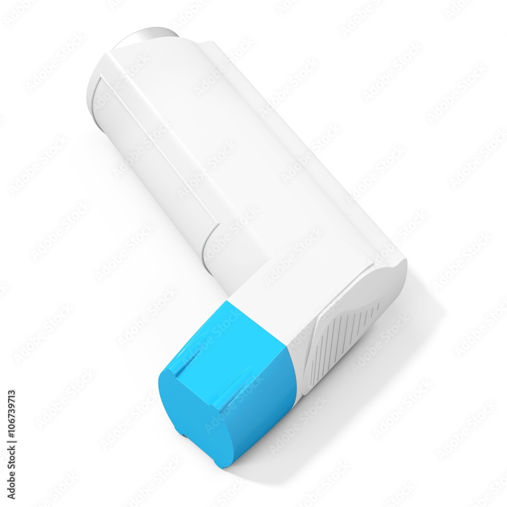 Blue medicine inhaler on white background Blue medicine inhaler on white background