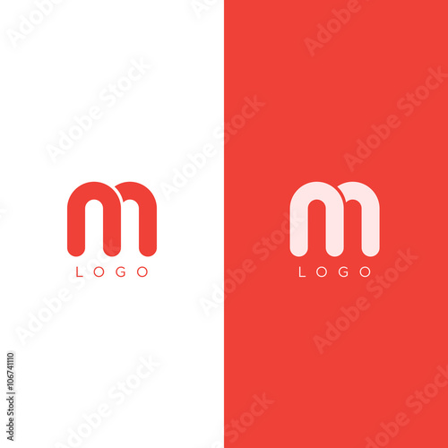 M letter logo design template in red color. Graphic alphabet symbol for corporate business identity. Creative typographic icon concept. Vector element photo