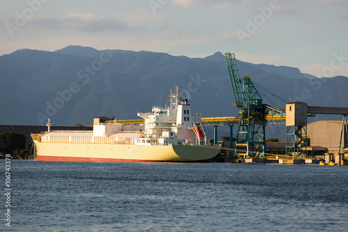Cargo ship being loaded,