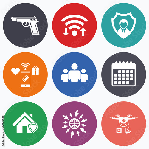 Security agency icons. Home shield protection.