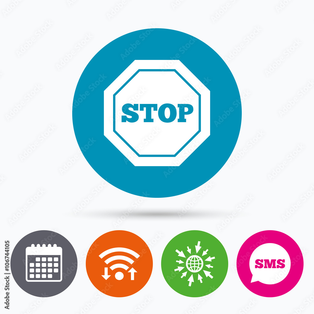 Traffic stop sign icon. Caution symbol. Traffic stop sign icon. Caution symbol.