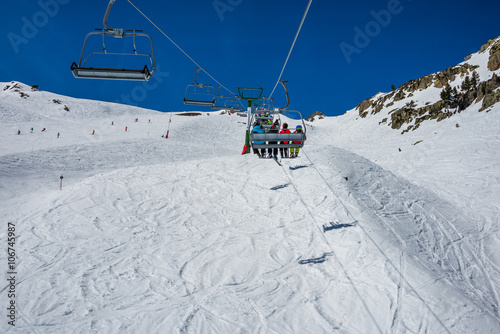 Chairlift in winter resort from formigal