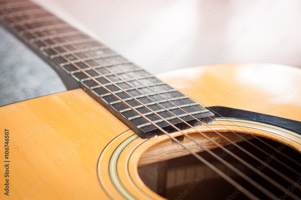 Close up acoustic guitar detail Close up acoustic guitar detail