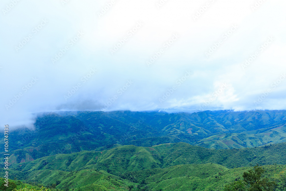 A natural geological wonder of limestone mountain, Laos