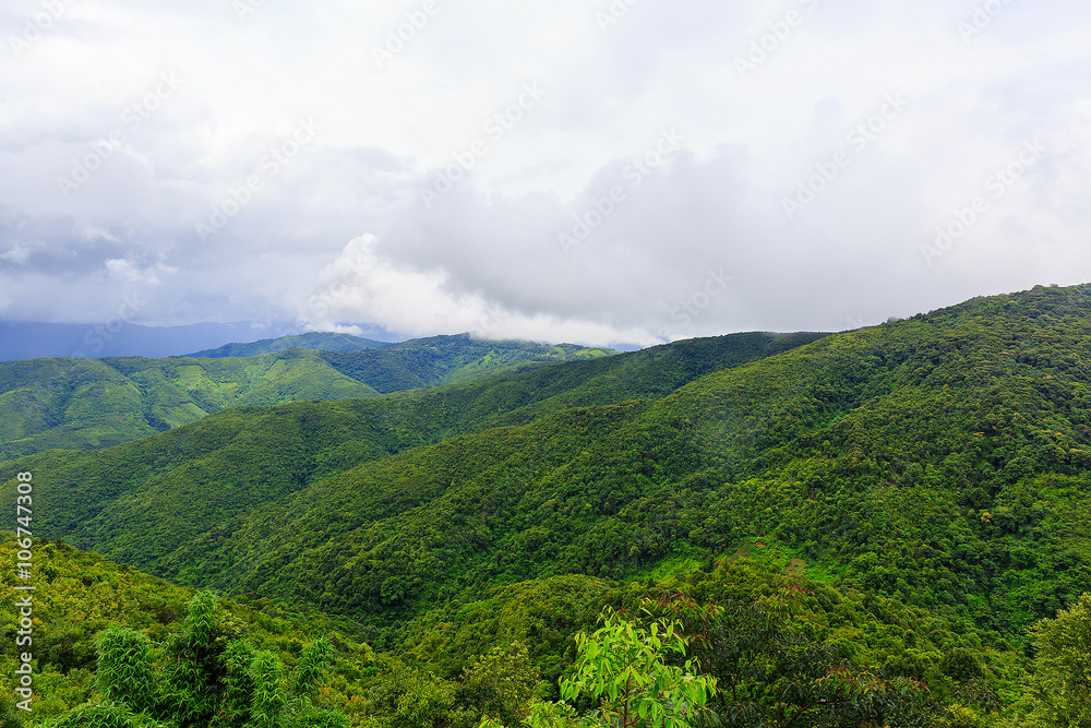 A natural geological wonder of limestone mountain, Laos