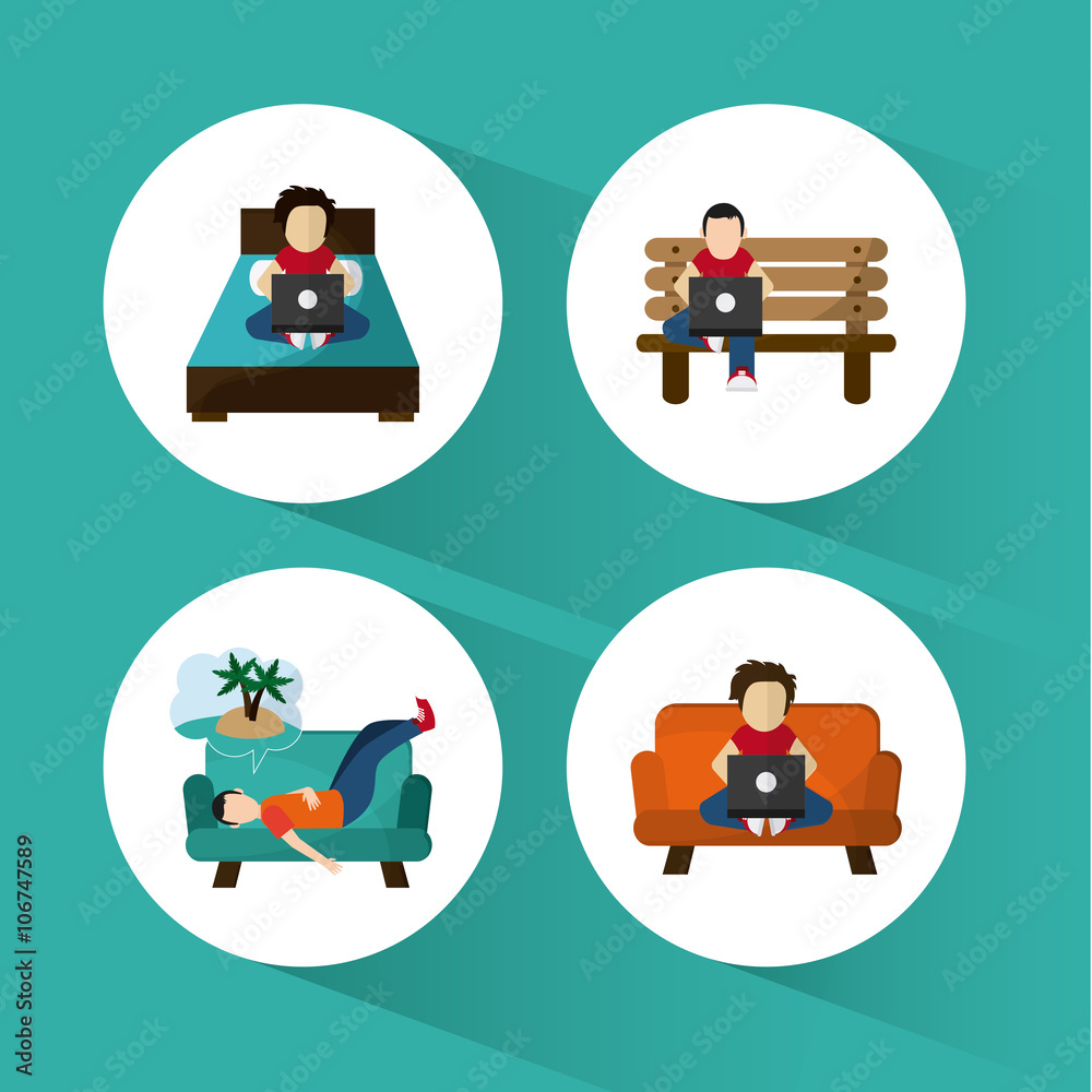 Fototapeta premium boy resting design, vector illustration
