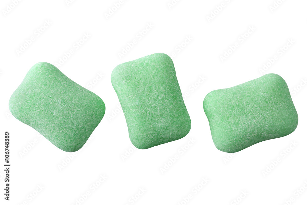 Chewing gum piece on white Chewing gum piece on white