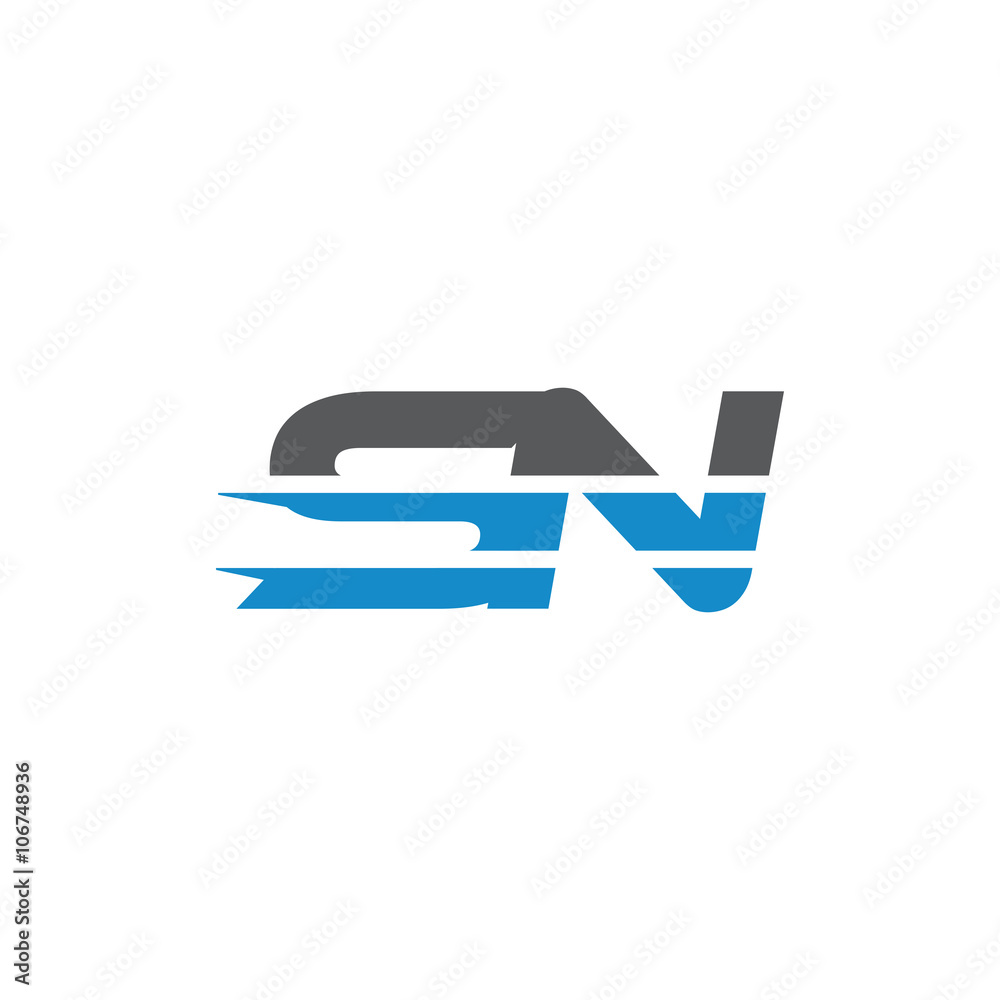 Simple Modern Dynamic Letter Initial Logo sn Simple Modern Dynamic Letter Initial Logo sn