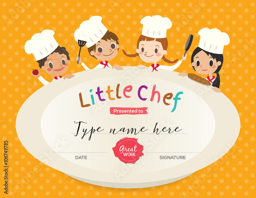 Kids Cooking class certificate design template
