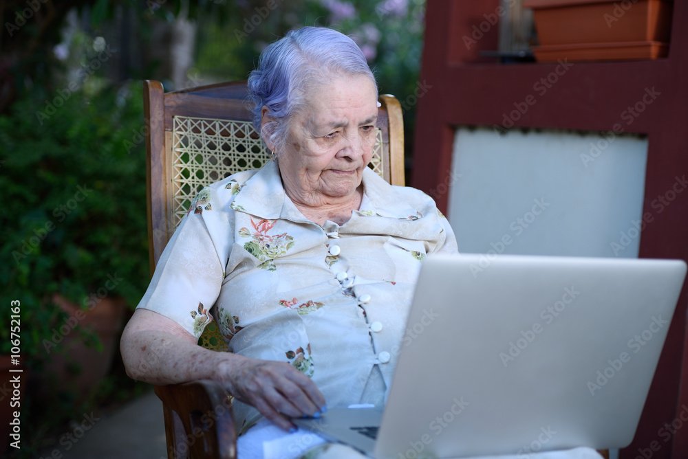 Grandma using a laptop Grandma using a laptop