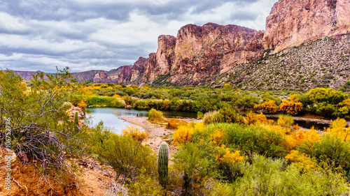 Salt River and Surrounding Mountains in the Arizona Desert in the United States
