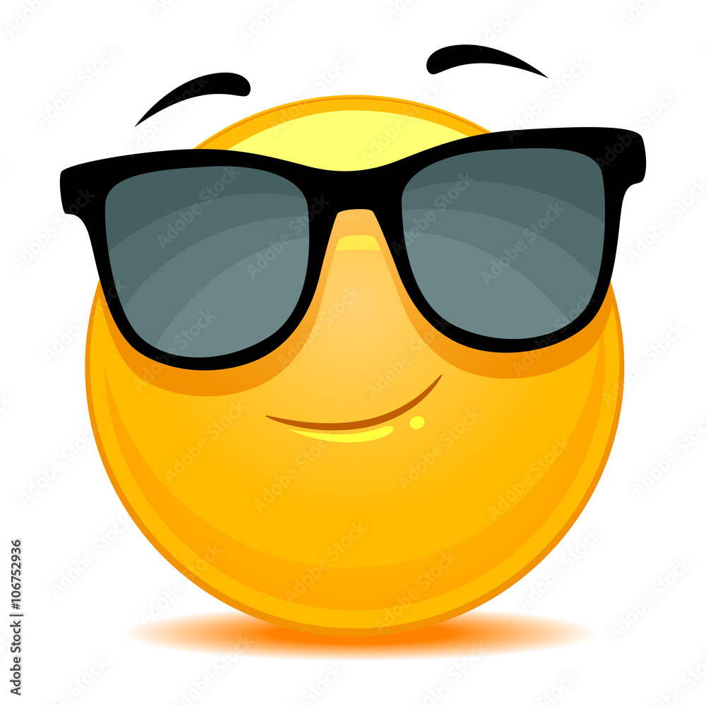 Vector Illustration of Smiley Emoticon wearing sunglasses Stock Vector ...