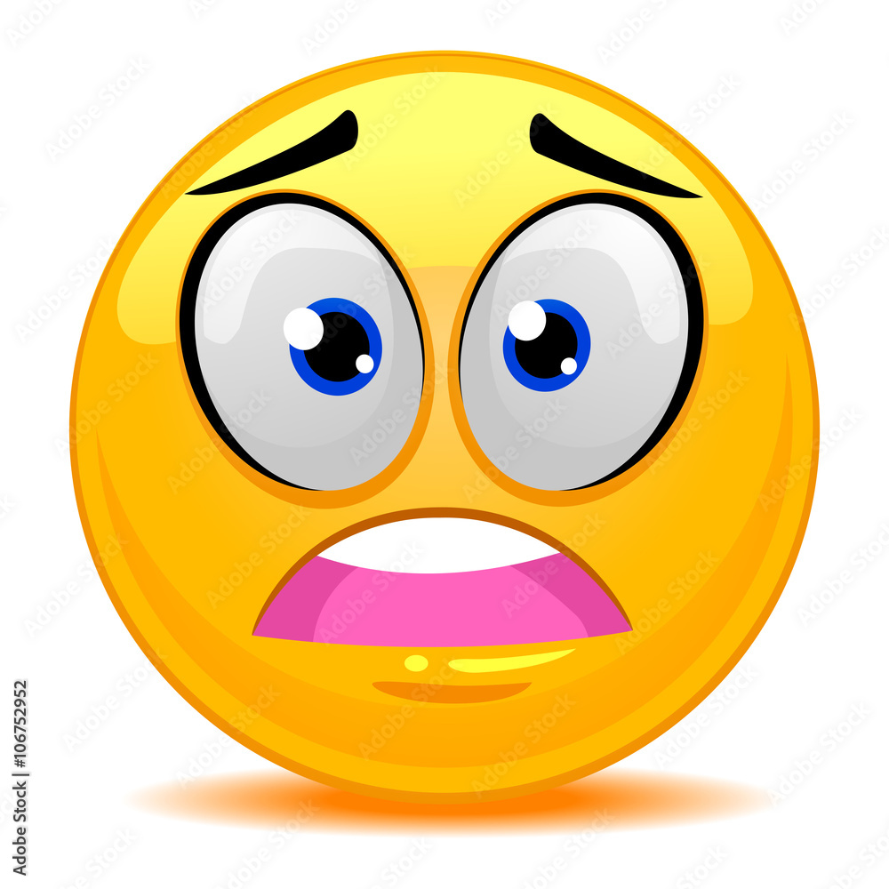 Vector Illustration of Smiley Emoticon Scared Face