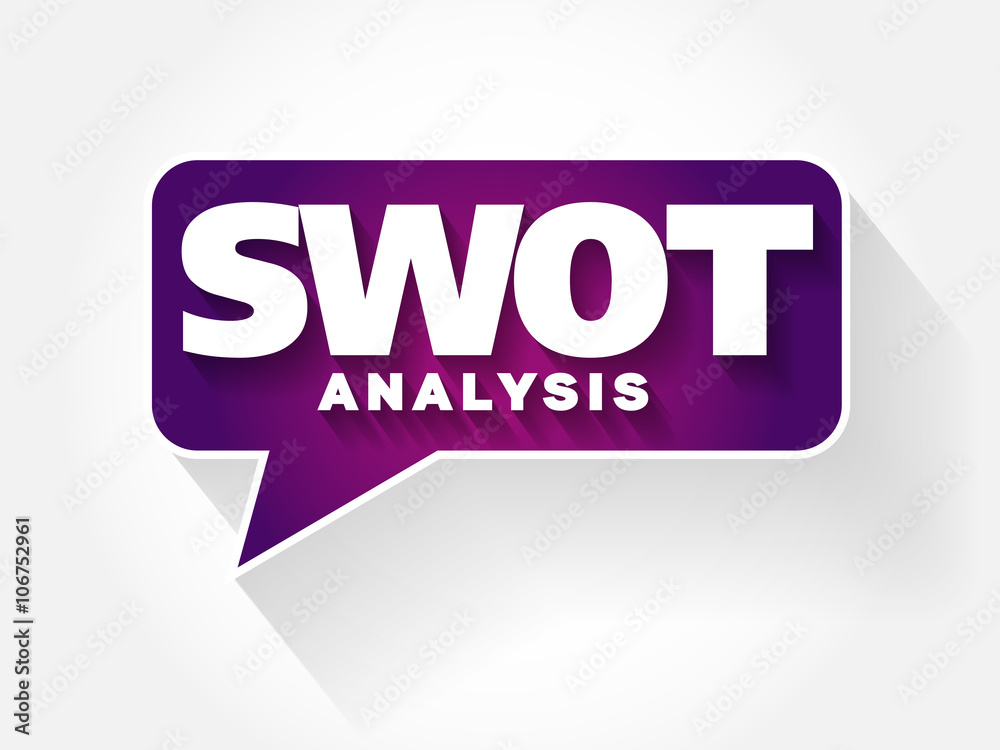 SWOT Analysis text message bubble, flat background concept SWOT Analysis text message bubble, flat background concept