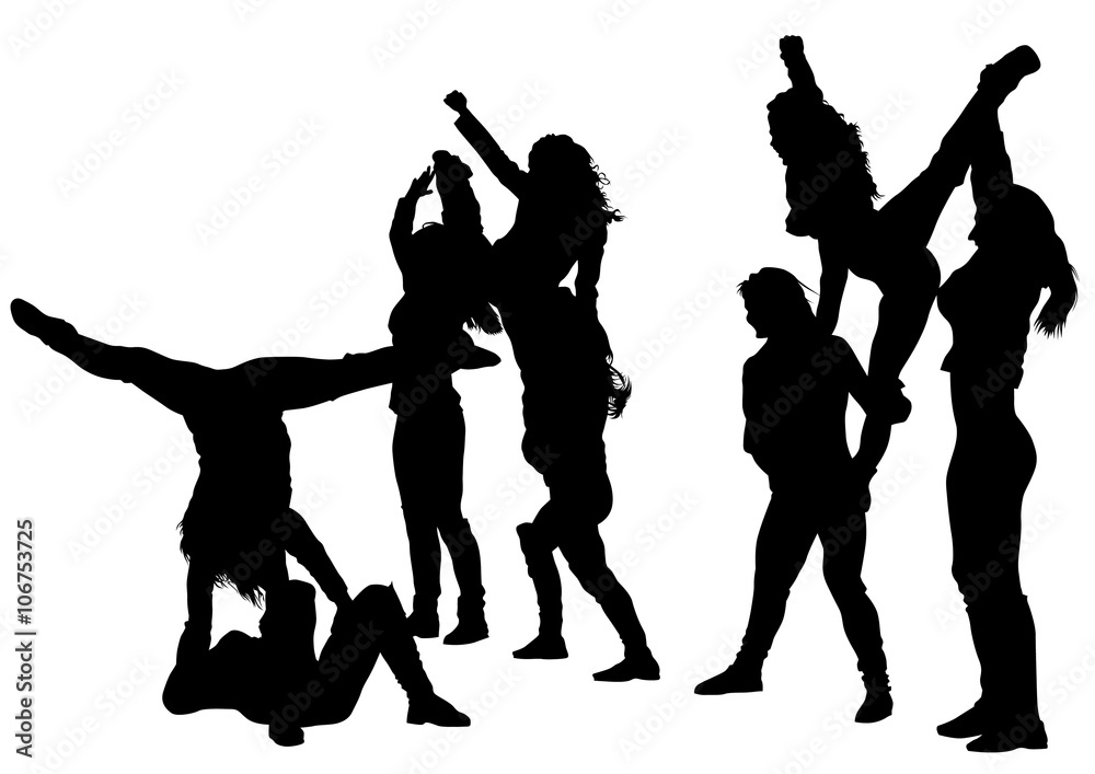 Silhouettes sports girls on a white background