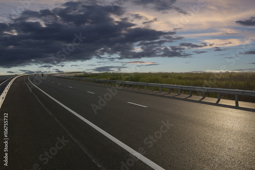 Rural road in the sunset