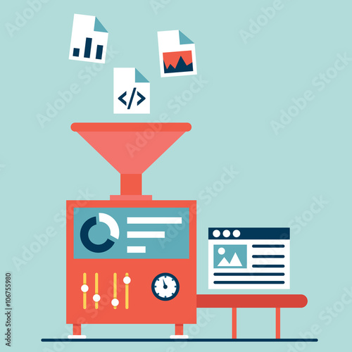 Process of creating site. Process coding and programming. Design and programming