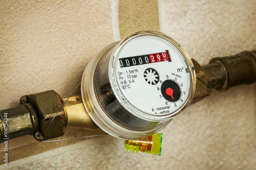 Water meters installed on the pipe and sealed