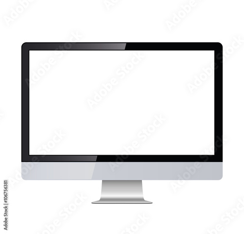 Computer display isolated on white background. With glare
