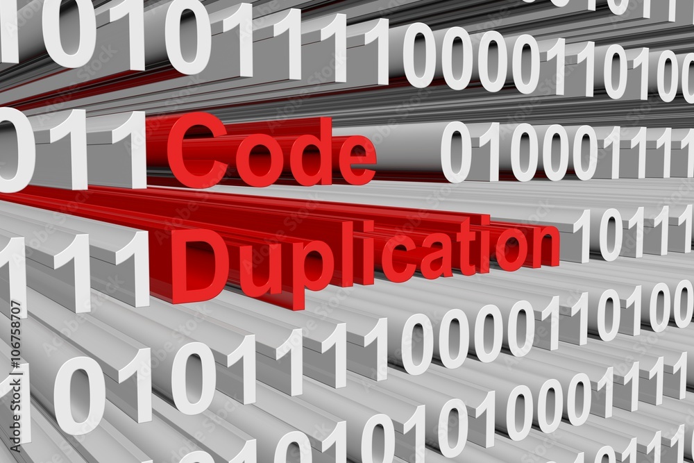 Code duplication in the form of binary code, 3D illustration