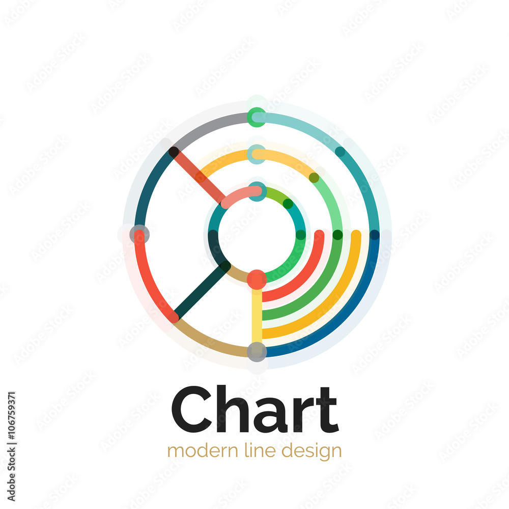 Thin line chart logo design. Graph icon modern colorful flat style Thin line chart logo design. Graph icon modern colorful flat style