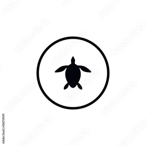 Icon sea turtle. View from above.