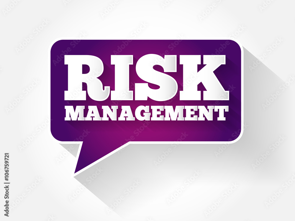 Risk Management text message bubble, flat business concept background Risk Management text message bubble, flat business concept background